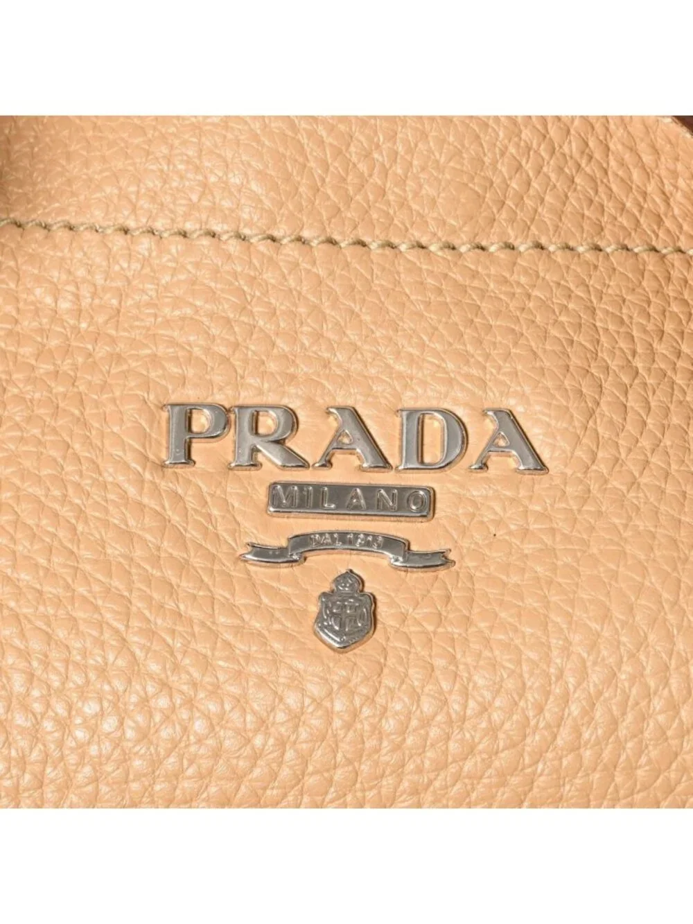 Prada Hobo Handbag Logo Jacquard Canvas Silver Beige